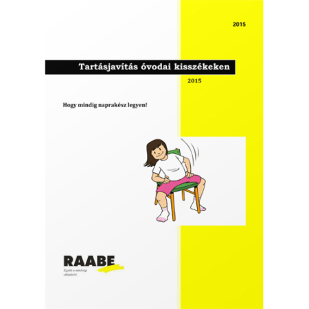 Tartásjavítás óvodai kisszékeken termékkép a Raabe színeiben. A képen lévő rajzon egy kisgyerek ül egy kisszéken és oldalra dől.