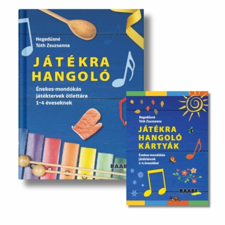 A játékra hangoló könyv és kártyacsomag egy képen