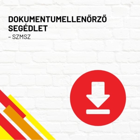 Dokumentumellenőrző segédlet - szmsz termékkép a termék nevével feliratozva, a jobb oldalon egy piros letöltés ikonnal