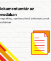 Dokumentumtár az óvodában termékkép. Egy dokumentum ikon látható a kép jobb oldalán, a bal alsó sarokban csíkokból álló dekoráció a Raabe színeiben