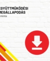 Együttműködési megállapodás – minta termékkép a termék nevével feliratozva, a jobb oldalon egy piros letöltés ikonnal