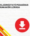 Felzárkóztató pedagógus munkaköri leírása termékkép a termék nevével feliratozva, a jobb oldalon egy piros letöltés ikonnal