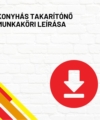 Konyhás takarítónő munkaköri leírása termékkép a termék nevével feliratozva, a jobb oldalon egy piros letöltés ikonnal