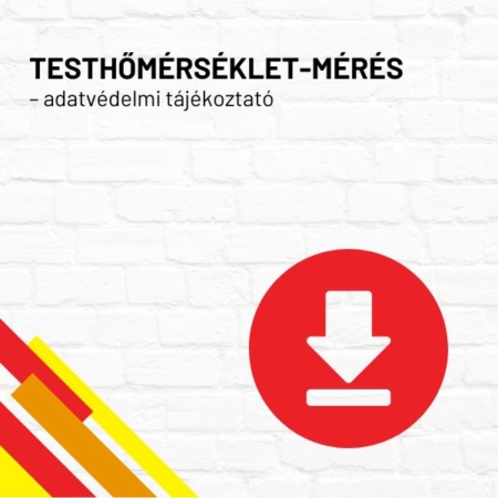 Testhőmérséklet-mérés – adatvédelmi tájékoztató termékkép a termék nevével feliratozva, a jobb oldalon egy piros letöltés ikonnal