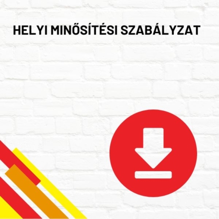 Helyi minősítési szabályzat termékkép a termék nevével feliratozva, a jobb oldalon egy piros letöltés ikonnal
