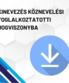 Kinevezés foglalkoztatotti jogviszonyba termékkép. A képen a termék neve olvasható fehér méhkaptármintával a háttérben. Jobb oldalon egy kék letöltő ikont láthatunk.