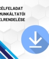 Célfeladat munkáltatói elrendelése termékkép. A képen a termék neve olvasható fehér méhkaptármintával a háttérben. Jobb oldalon egy kék letöltő ikont láthatunk.