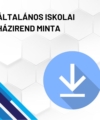 Általános iskolai házirend minta termékkép. A képen a termék neve olvasható fehér méhkaptármintával a háttérben. Jobb oldalon egy kék letöltő ikont láthatunk.
