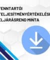 Fenntartói teljesítményértékelési eljárásrend minta termékkép. A képen a termék neve olvasható fehér méhkaptármintával a háttérben. Jobb oldalon egy kék letöltő ikont láthatunk.