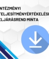 Intézményi teljesítményértékelési eljárásrend minta termékkép. A képen a termék neve olvasható fehér méhkaptármintával a háttérben. Jobb oldalon egy kék letöltő ikont láthatunk.