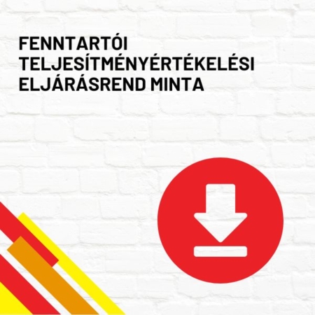 Fenntartói teljesítményértékelési eljárásrend minta termékkép a termék nevével feliratozva, a jobb oldalon egy piros letöltés ikonnal