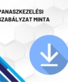 Panaszkezelési szabályzat minta (iskola) termékkép. A képen a termék neve olvasható fehér méhkaptármintával a háttérben. Jobb oldalon egy kék letöltő ikont láthatunk.