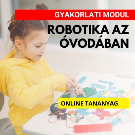 Robotika az óvodában - gyakorlati modul. Online tananyag. A képen egy kislány ül az asztalnál, robotot szerel össze