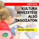 Digitális kultúra bevezetése alsó tagozaton termékkép amelyen általános iskolás gyerekek összetolt iskolapadokban ülve tableteznek