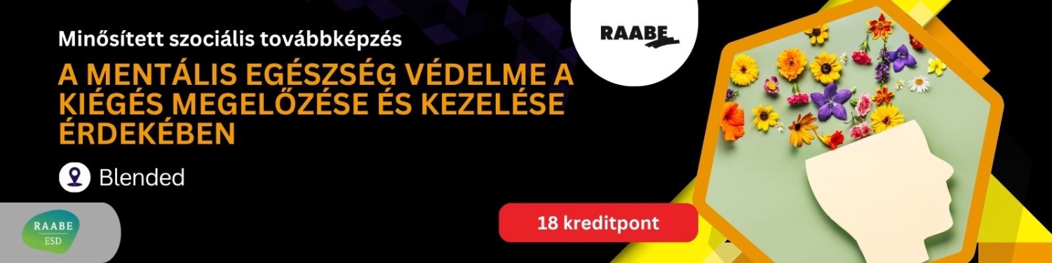 A mentális egészség védelme a kiégés megelőzése és kezelése érdekében bannerkép. A kép jobb oldalán egy illusztrációt láthatunk: egy papírfej tetejéből virágszirmok jönnek ki tölcsérszerűen