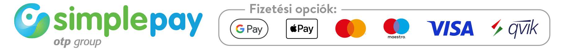 Simple Pay fizetési módok: Google Pay, apple Pay, Mastercard, Maestro, Visa, qvik