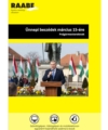 Ünnepi beszédek március 15-ére digitális kiadvány borítóján a kiadvány címe, Raabe logó, a borítón egy férfi tart beszédet a március 15-i ünnepségen
